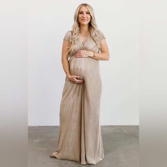 Baltic Born Gold Athena Pleated Maxi Dress Size Small - Picture 4 of 7